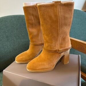 Franco Sarto Camel Suede Heeled Boots (NIB)